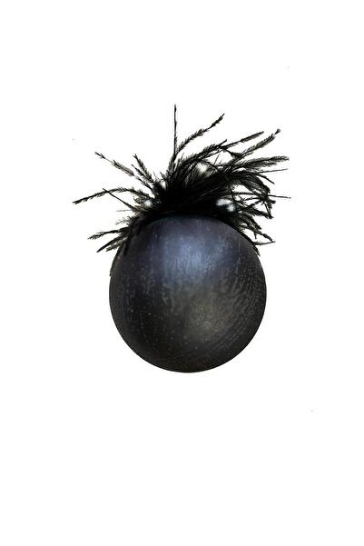 Via Gardenia كرة رأس السنة الجديدة باللون الأسود مع نمط ريشي، 8 سم، أداة زخرف...