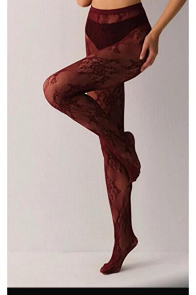 SUWEN Rosess Lace Floral Pattern Fishnet Pantyhose