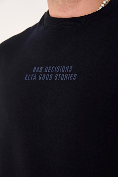 Store Fleece Inside Writing B Printed Relax Fit Men's Sweatshirt