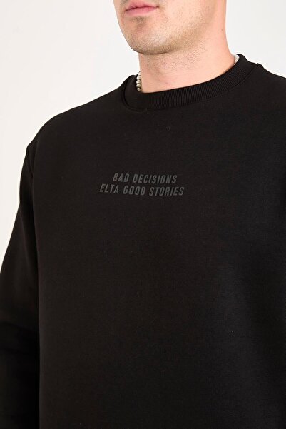 Store Fleece Inside Writing B Printed Relax Fit Men's Sweatshirt