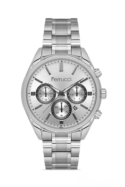 Ferrucci ساعة يد رجالية بسوار فضي من الفولاذ L03634M.01