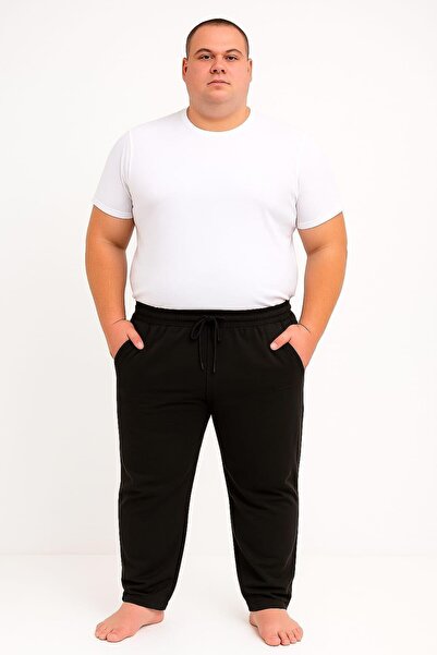 Pemilo Men's Plus Size 2280 Zippered Bottom Sweatpants Black