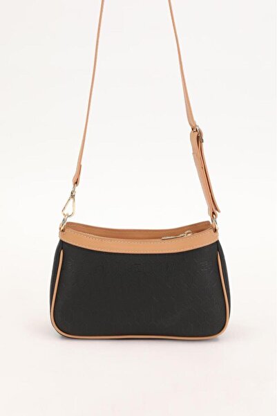 Levidor Zippered Honeycomb Pattern Women's Shoulder Bag 930210 Black - Camel