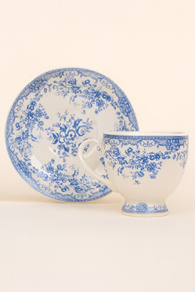 Mirilliahome Set of 2 Floral Patterned Porcelain Coffee Cups and Saucers