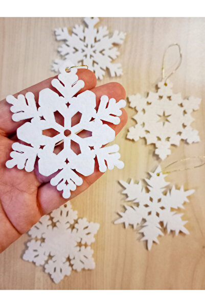 Kabajur New Year Felt Snowflake Ornament Set (5 Pieces) – 7×8 cm