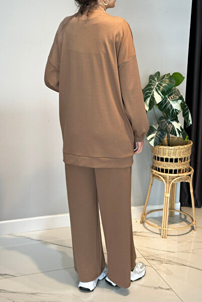 Lale Butik Combed Cotton Suit with Stone Detail on the Front 2015 Latte