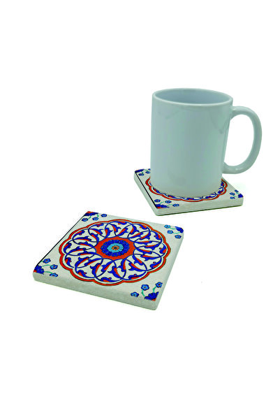 Sadrazam China pattern Printed natural stone coaster 10cm x 10cm |   1g-china2