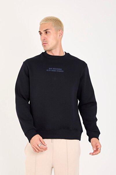 Store Fleece Inside Writing B Printed Relax Fit Men's Sweatshirt