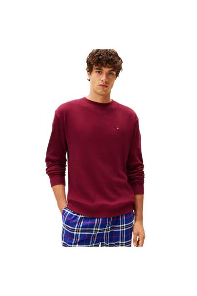 Tommy Hilfiger Erkek Mor Uzun Kollu Waffle Sweatshirt UM0UM03620
