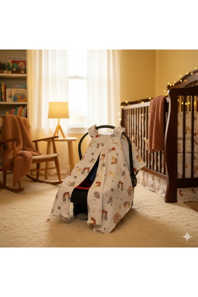 SerSev غطاء عربة أطفال بنمط قوس قزح ونجوم، مصنوع من قماش الموسلين القطني 100%...