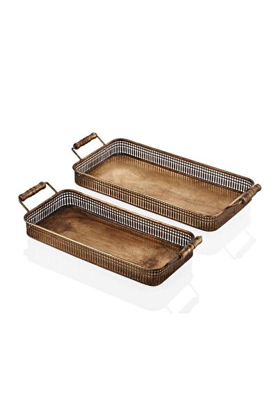 LAMEDORE RECT GOLD 2LI TEPSI SETI 48X19X9 54X23X9 CM