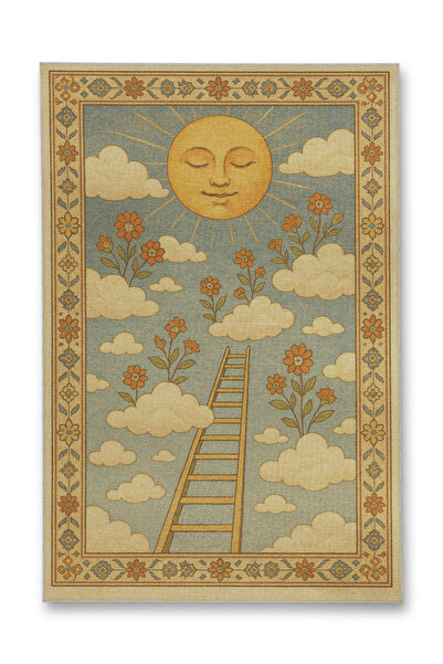 Rugs Modern Halı MOSSO Αφηρημένο σχέδιο με ήλιο και λουλούδια σε αποχρώσεις τ...