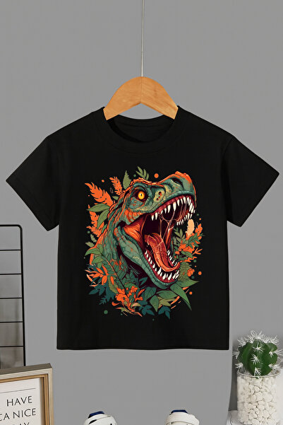 MECH BUTİK Tricou Dinozaur cu imprimeu din bumbac cu mânecă scurtă guler rotu...