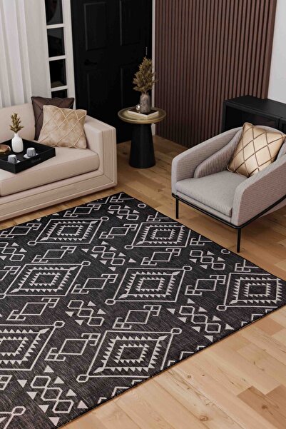Lorente Home Alegra Anthracite Woven Jute Non-Slip Base Sisal Rug Washable Kitchen Carpet1851