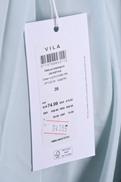 VILA Women's Jacket Maja Highneck Green Lily/Flower