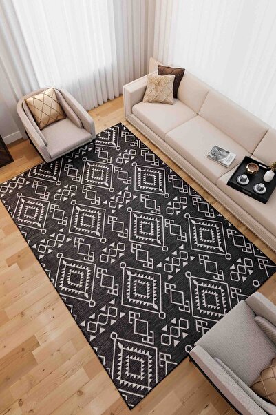 Lorente Home Alegra Anthracite Woven Jute Non-Slip Base Sisal Rug Washable Kitchen Carpet1851