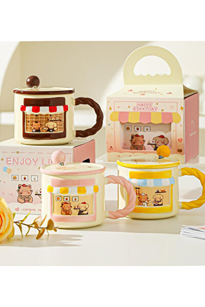 hediyeofisi Happy Everyday Cute Bear Design Ceramic Mug