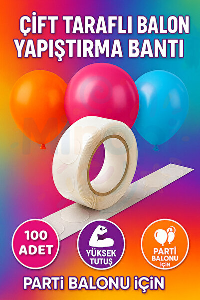 Minopi Çift Taraflı Balon Yapıştırma Bandı – 100 Adet Güçlü Tutucu Tavan Balon Yapıştırıcı