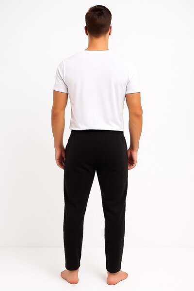 Pemilo Men's Pockets with Zipper 840 Bottom Tracksuit Black