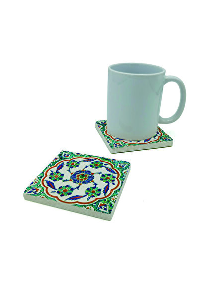 Sadrazam Ottoman chinese pattern (mesih mehmet pasha mosque) Printed natural stone coaster 10cm x 10cm |   Kd–18