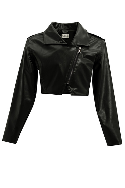 Roselenda Ophelia Shoulder Pad Piece Faux Black Leather Jacket