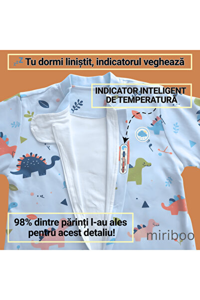 Miriboo Sleeping bag with feet 1–2.5 years, 1 TOG, 100% Cotton, Removable Sleeves, Temperature Indicator