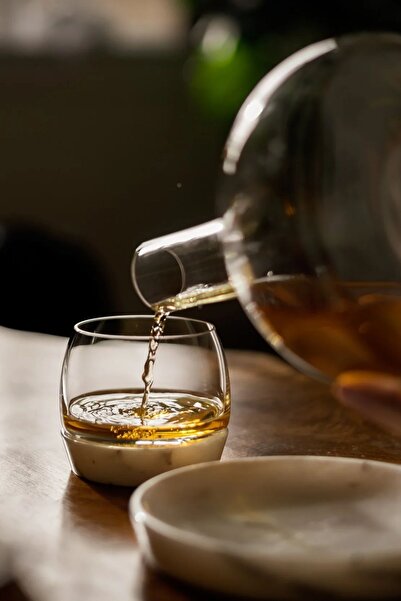 NUDE Chill Marble Base Crystal Glass Whiskey Glass and Snack Bowl Set - Special Design Presentation Set