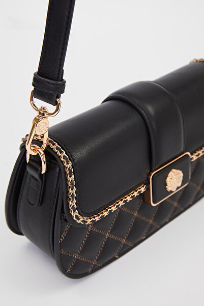 Levidor Buckle Detail Women's Shoulder Bag 930387 Black