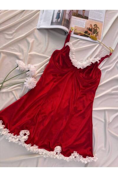 Sohadid Midnight Elegance – Red Thin Strap Nightgown