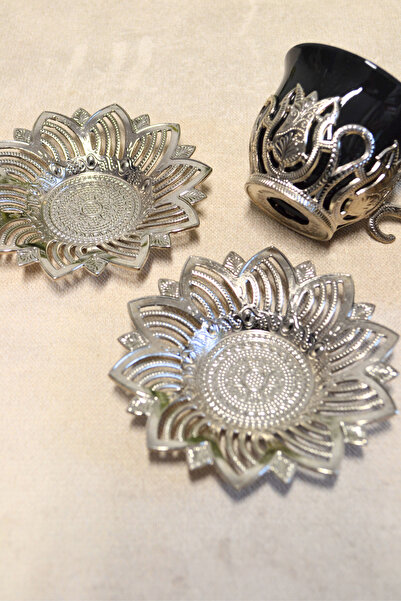 Bilenler 2-Piece Zemzem Set and Coffee Cup Set | Stylish Presentation with Metal Plate and Cup Coaster