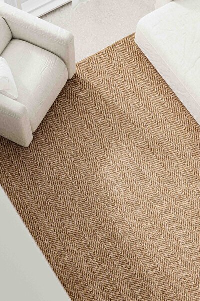 Lorente Home Liora Light Brown Woven Jute Non-Slip Base Sisal Rug Washable Kitchen Carpet 1901