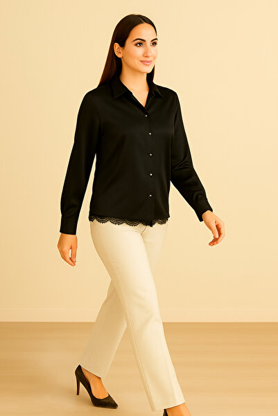 Swan Woman Low-Cut Satin Blouse