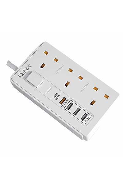 Denx وصلة كهربائية بطول 3 متر، 3250 واط، مخرج PD سريع DX830