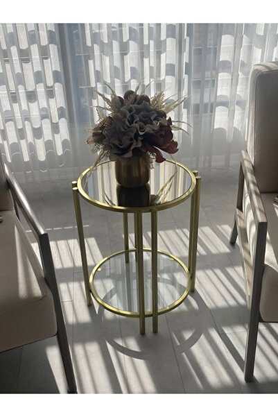 Tutku Eskitme Pirinç Blok Yan Sehpa