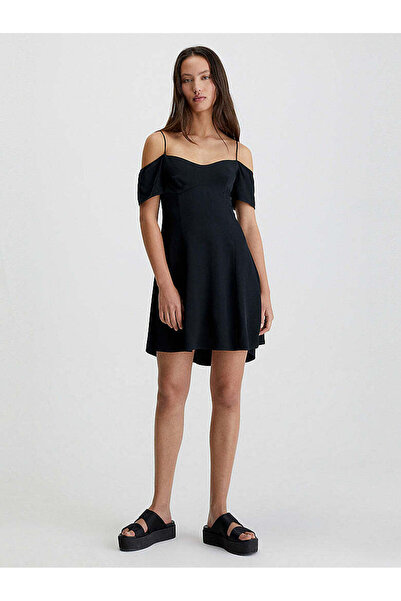 Calvin Klein OFF SHOULDER MINI DR Ck Black Women