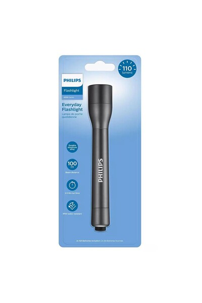 Philips LED flashlight aluminum 110 lumens 2 AA