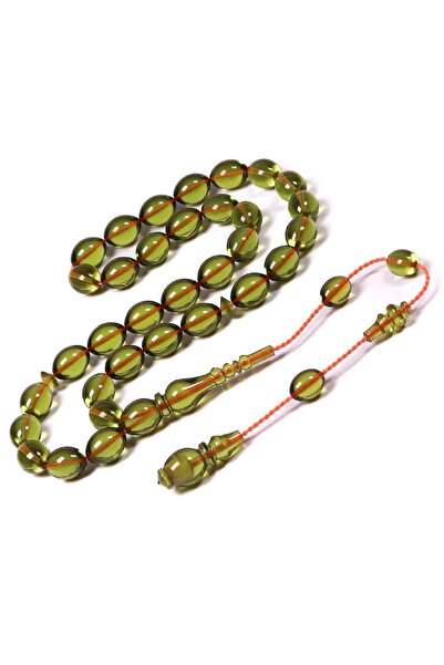 TESBİHKENTİ Mahmut Başkale Series Green Fire Amber Prayer Beads