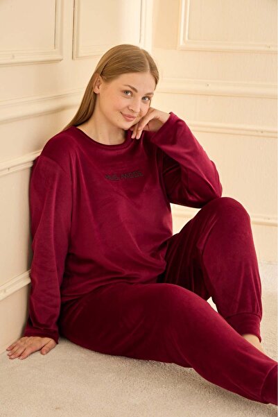 Mihra 13212R2700 Battal Velvet Cuff Leg Pajama Set