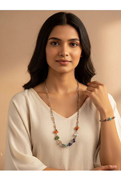 Aksesuarlia Çakra Doğal Taş Kolye ve Bileklik-Ay Taşı-Ametist-Lapis-Amazonit-...