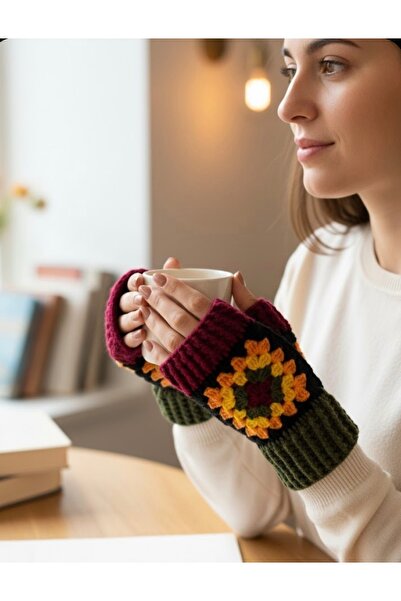 MESKSTORE El Örgü Motifli Sıcak Tutan Eldiven