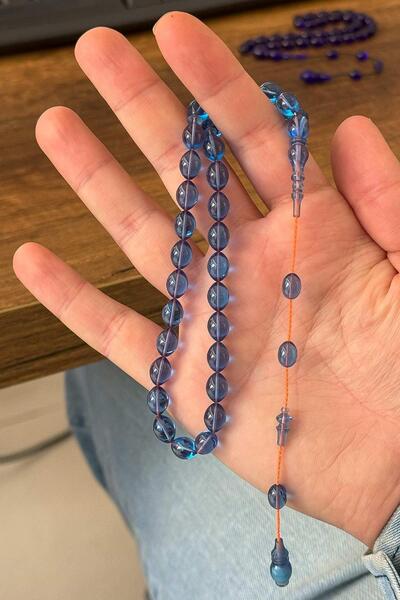 TESBİHKENTİ Light Blue Mahmut Başkale Series Fire Amber Prayer Beads
