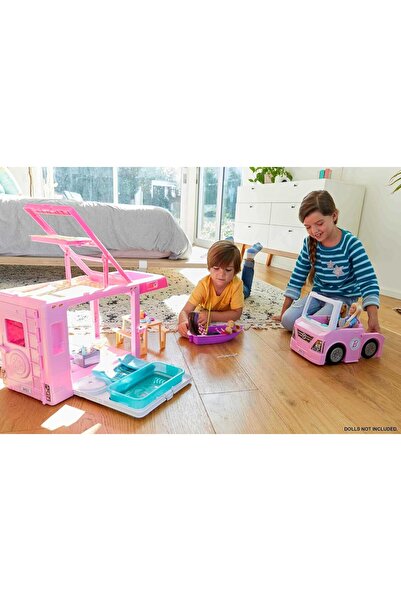 Barbie New 3-in-1 DreamCamper Camper Playset with 60 Accessories (Mattel)