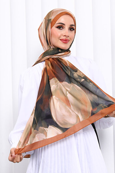 İmajButik Camel Patterned Soft Digital Shawl