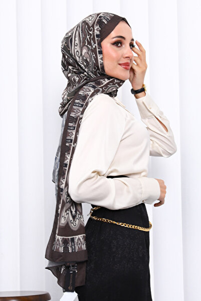 İmajButik Brown Patterned Cashmere Shawl