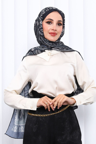 İmajButik Black Patterned Cashmere Shawl