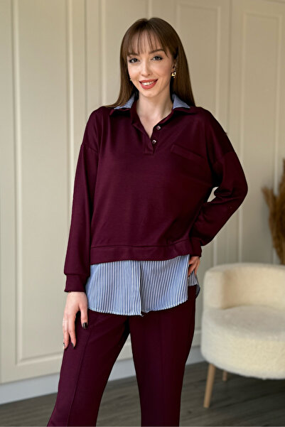 Dilay Gökoğlu Butik Shirt Detailed Polo Neck Buttoned Trousers Set