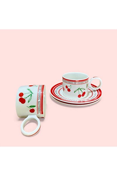 ELZEY HOME Porcelain Set of 2 Vintage Patterned Coffee Cups