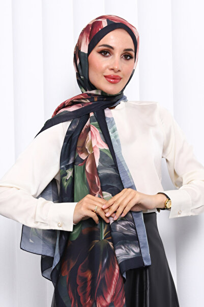 İmajButik Black Patterned Soft Digital Shawl