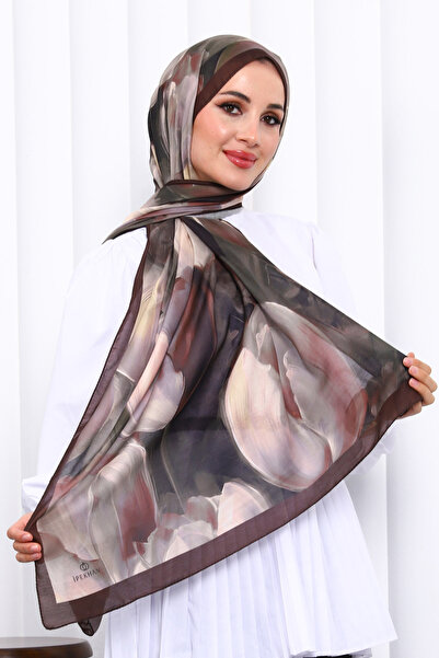 İmajButik Brown Patterned Soft Digital Shawl