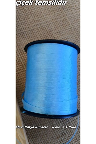 hobidaşım Panglică albastră din rafie – 6 mm (1 rolă)